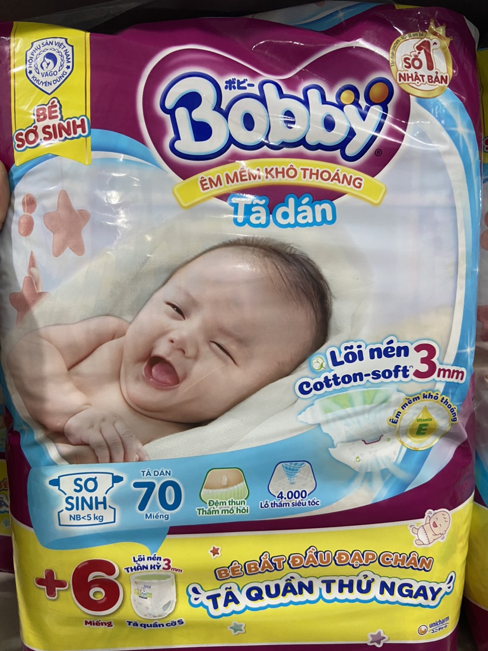 Tã dán bobby sơ sinh nb - 70 miếng