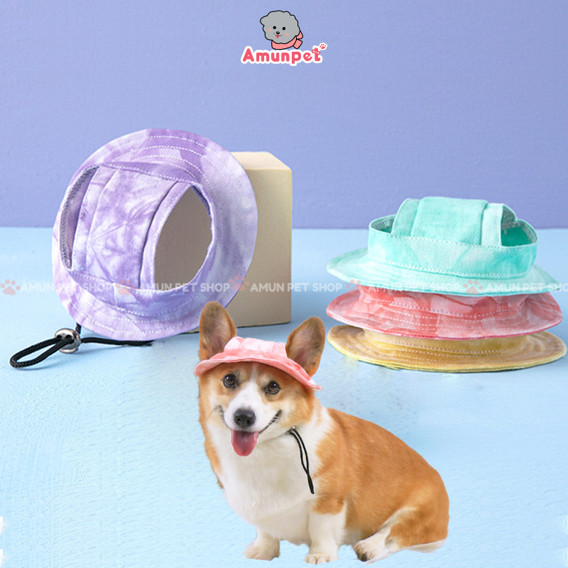 Mũ nón tai bèo cho thú cưng mũ vải đội cho chó mèo che nắng nhiều màu giá rẻ amun pet