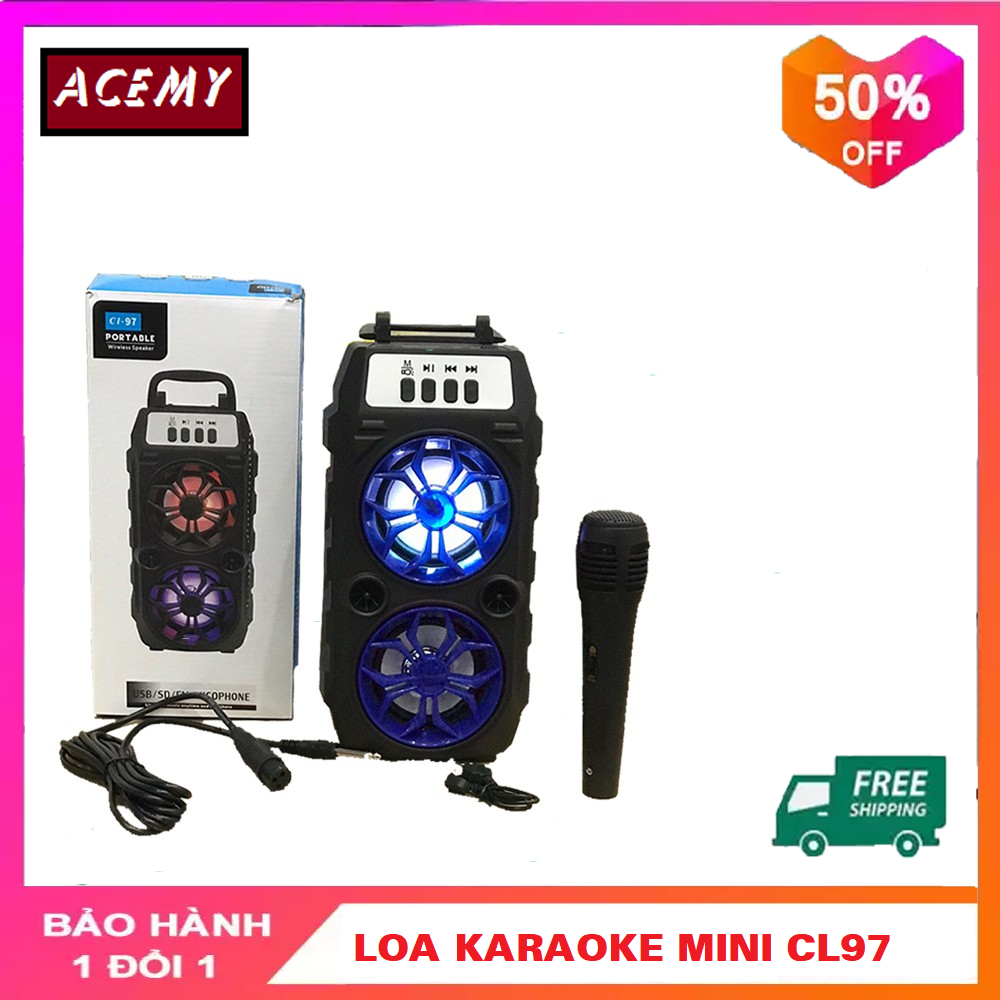 Loa bluetooth karaoke không dây cl97 âm thanh sống động acemy high tech, loa karaoke mini, loa karaoke công suất lớn, loa karaoke gia đình, loa karaoke bluetooth