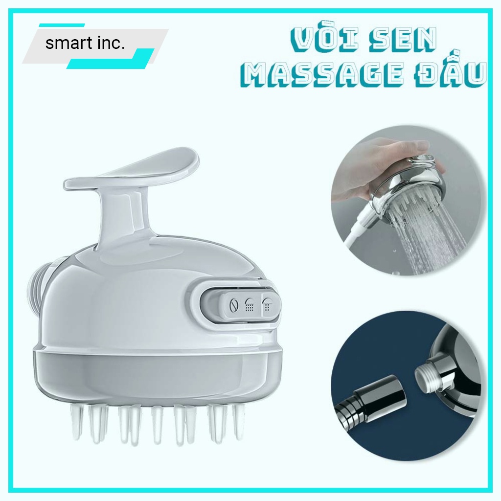 Lược gội đầu silicon mát xa da đầu vòi sen tăng áp massage đầu thông minh