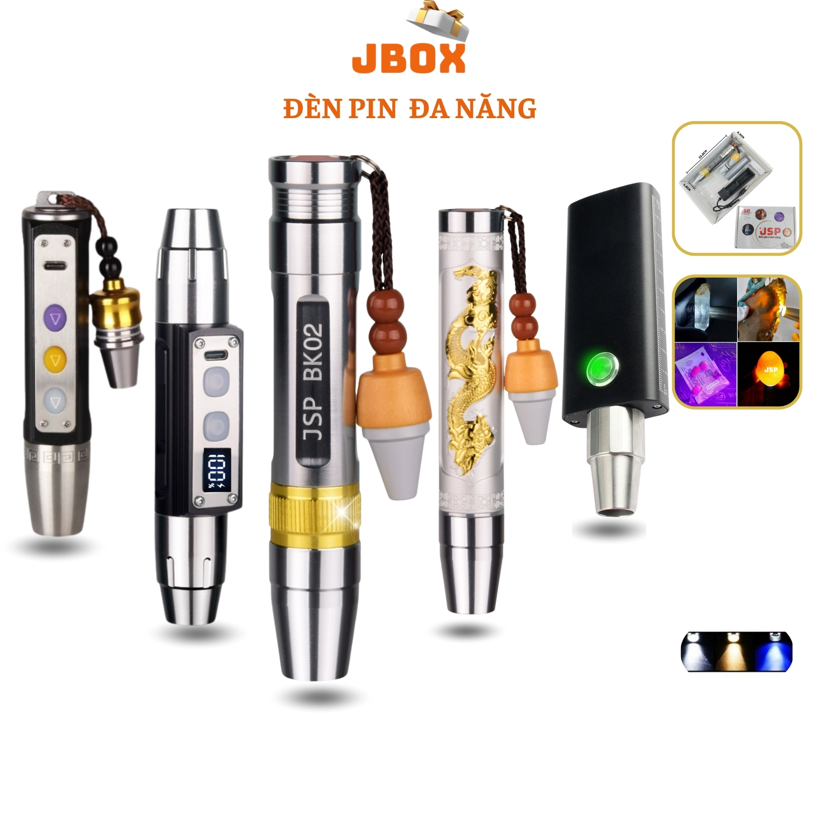 Đèn soi đá quý ánh sáng mạnh 3 màu đèn soi cua tiện dụng đèn soi tiên giả đầy đủ sạc pin .
