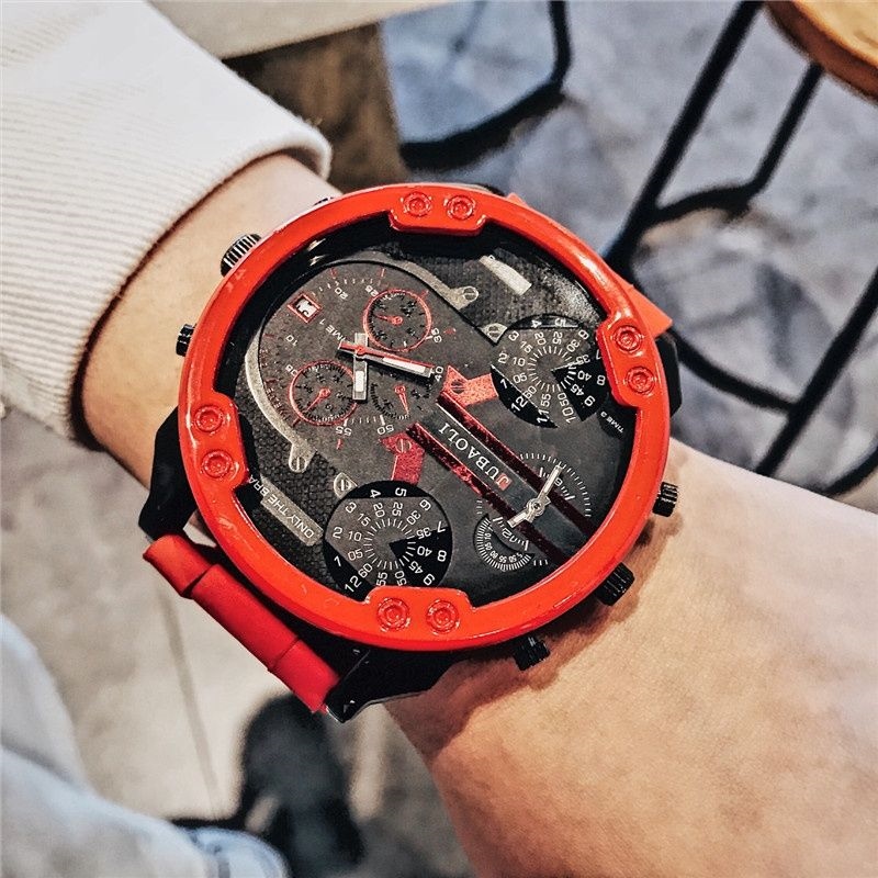 European and fashion full double movement oversized dial men's watch internet celebrity anchor hip-hop trendy men non-mechanical