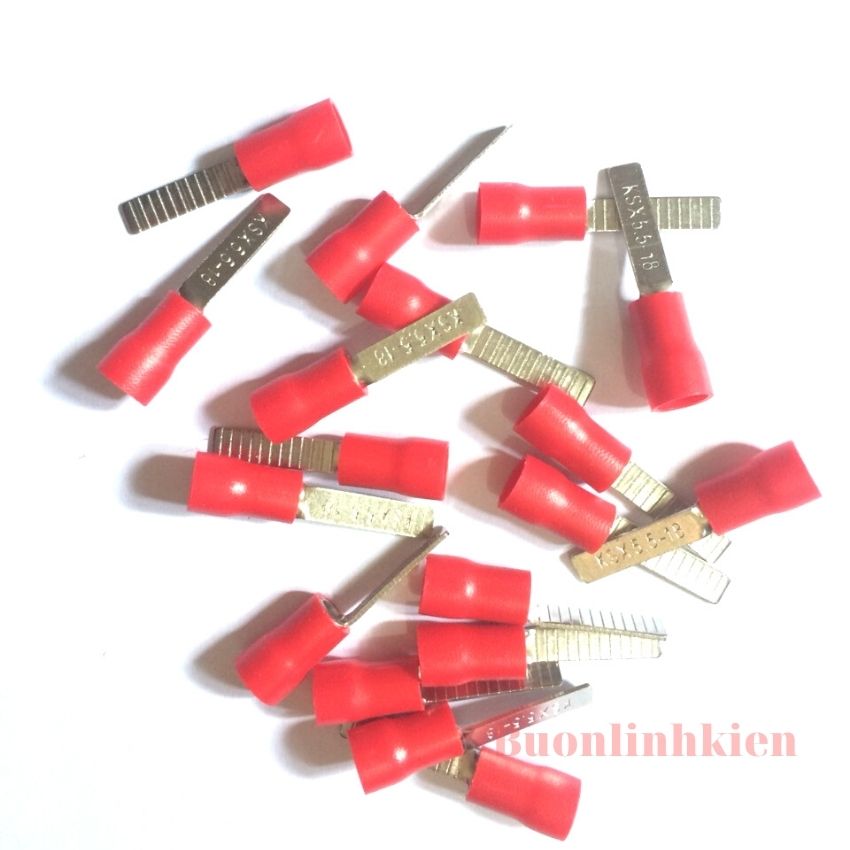 100 đầu cos pin dẹp dbv 5.5-18, đầu cốt kim dẹt bọc nhựa, đầu cos dây điện, cos kim