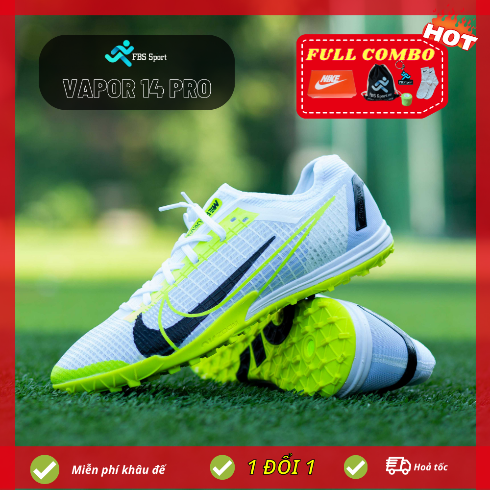 COMBO giày bóng đá VAPOR 14 PRO đế TF dành cho sân cỏ nhân tạo, màu bạc, có bảo hành