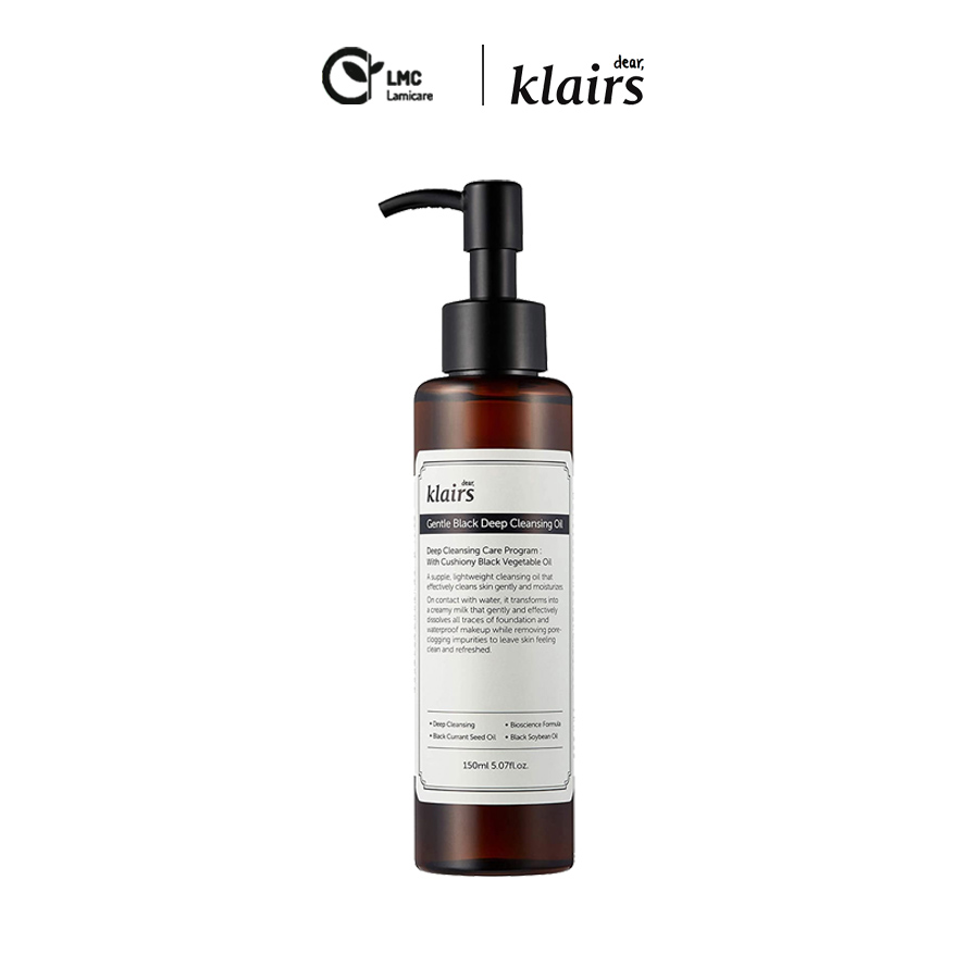 Dầu tẩy trang kiểm soát bã nhờn, nhẹ dịu cho da klairs gentle black deep cleansing oil 150ml