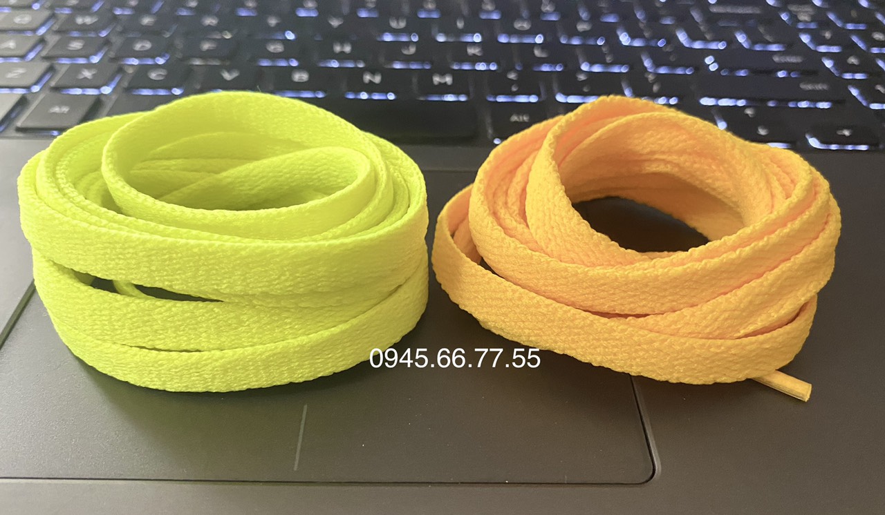 Dây giày 2 màu xanh neon và vàng dài 1m6 cho giày cổ cao