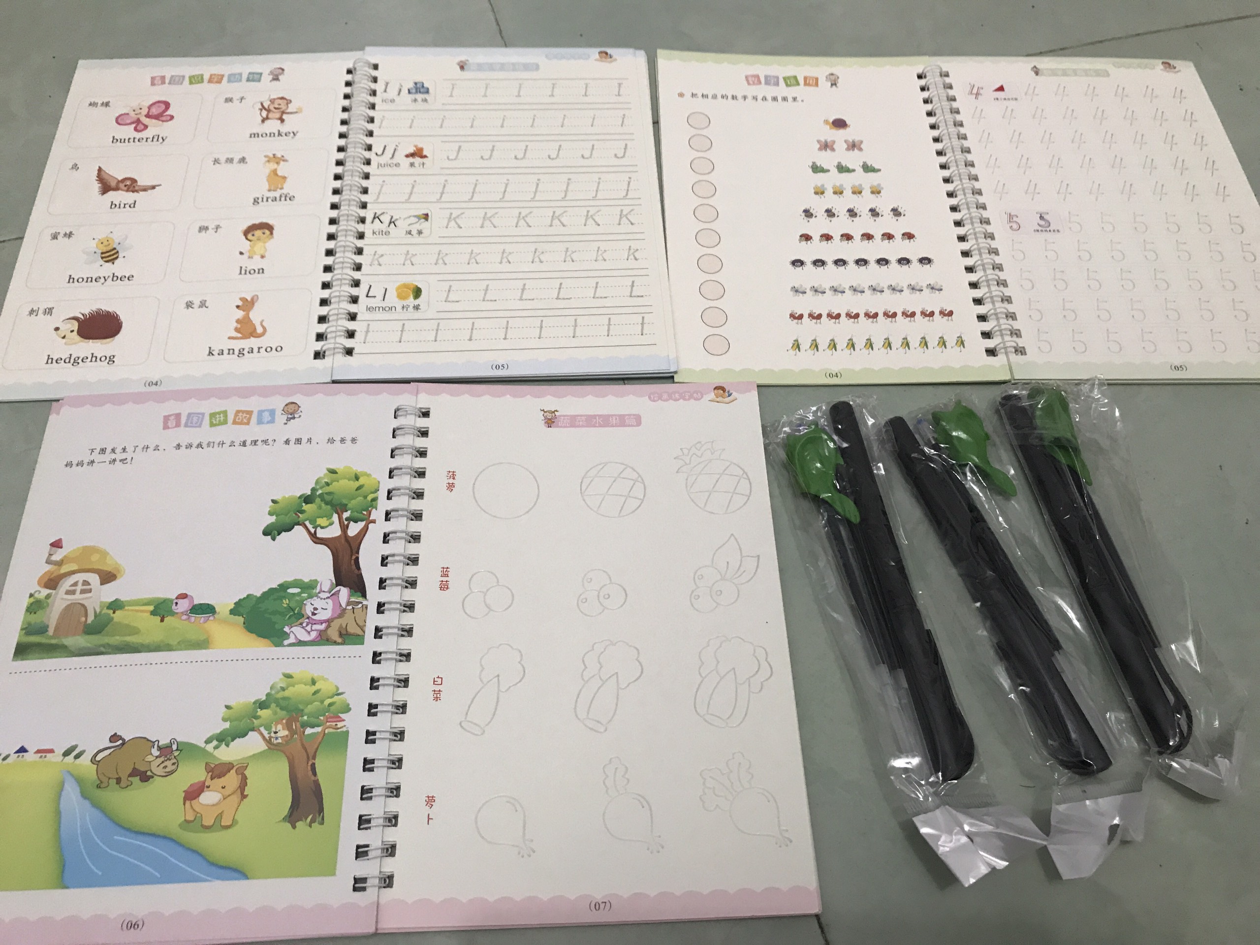 Bộ 3 sách tập tô 3 bút 6 ngòi 3 đệm bút thông minh tự Bộ 3 sách tập tô 3 bút 6 ngòi 3 đệm bút thông minh tự