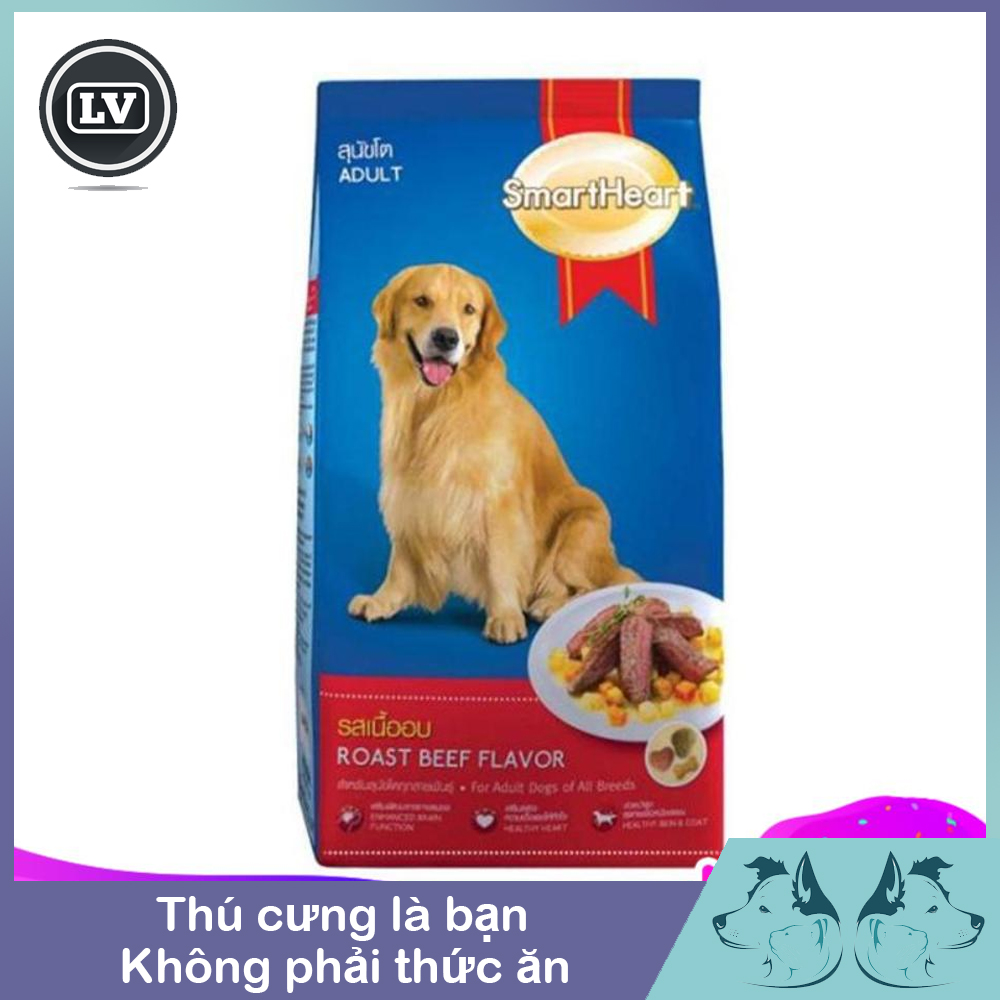 Thức ăn hạt khô Smartheart vị thịt bò nướng dành cho chó trưởng thành 10kg