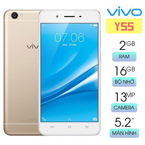 MIỄN PHÍ SHIP - Điện thoại cũ giá rẻ Vivo Y55 2 sim RAM 2GB bộ nhớ 16GB chạy Android 6.0 màn hình 5.2 in (bảo hành 6 tháng)