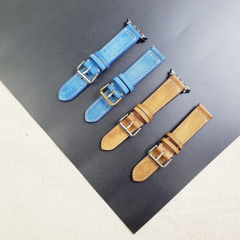 Dây đồng hồ da bò nhuộm thủ công al103ld, dây cho apple watch - 100% da bò thật, bh 3 năm