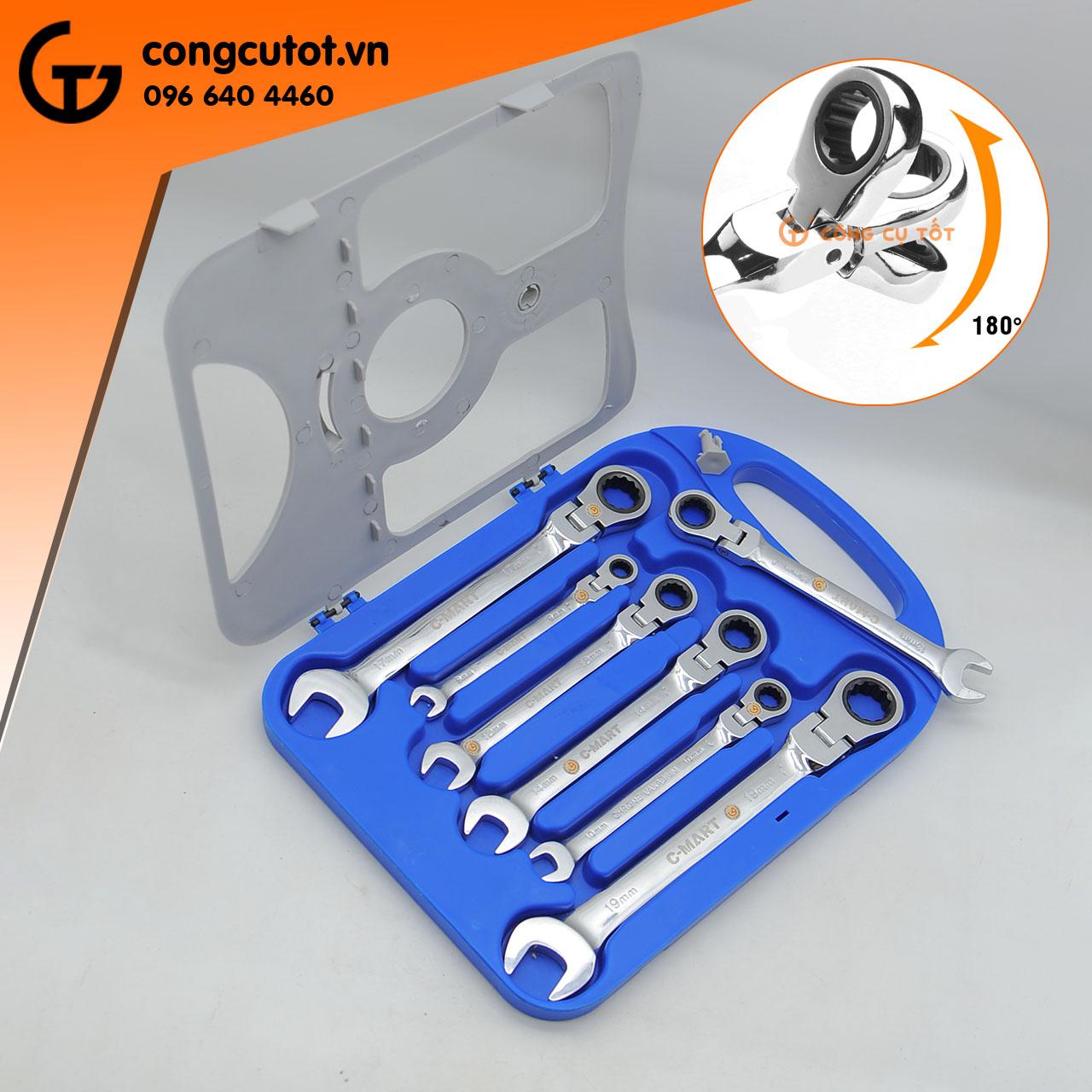 Bộ 7 cây cờ lê vòng miệng tự động lắc léo C-mart T0009
