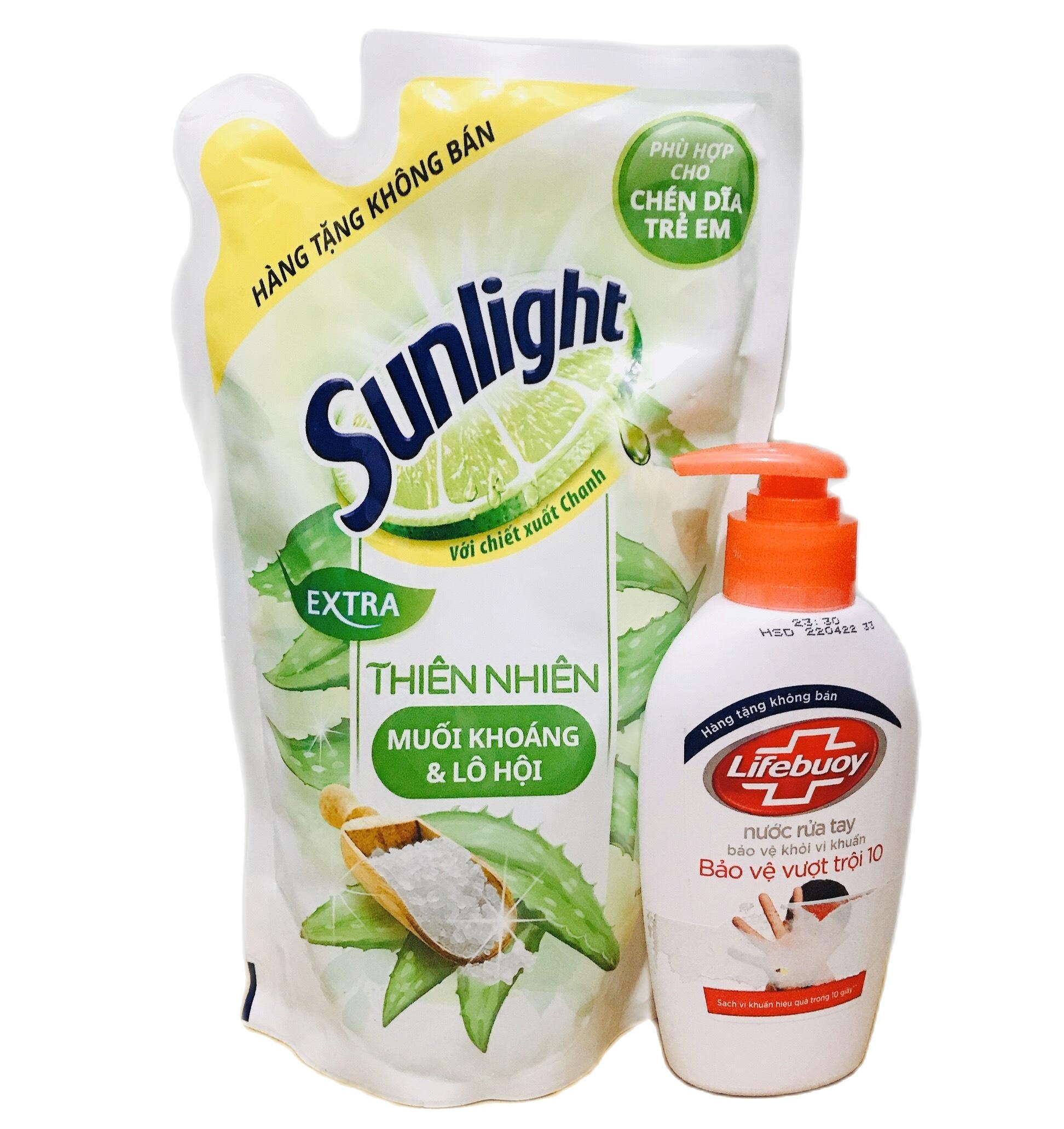 Set 2 món : 1 chai nước rửa tay lifebouy 120g + 1 bịch nước rửa chén sunlight 550g