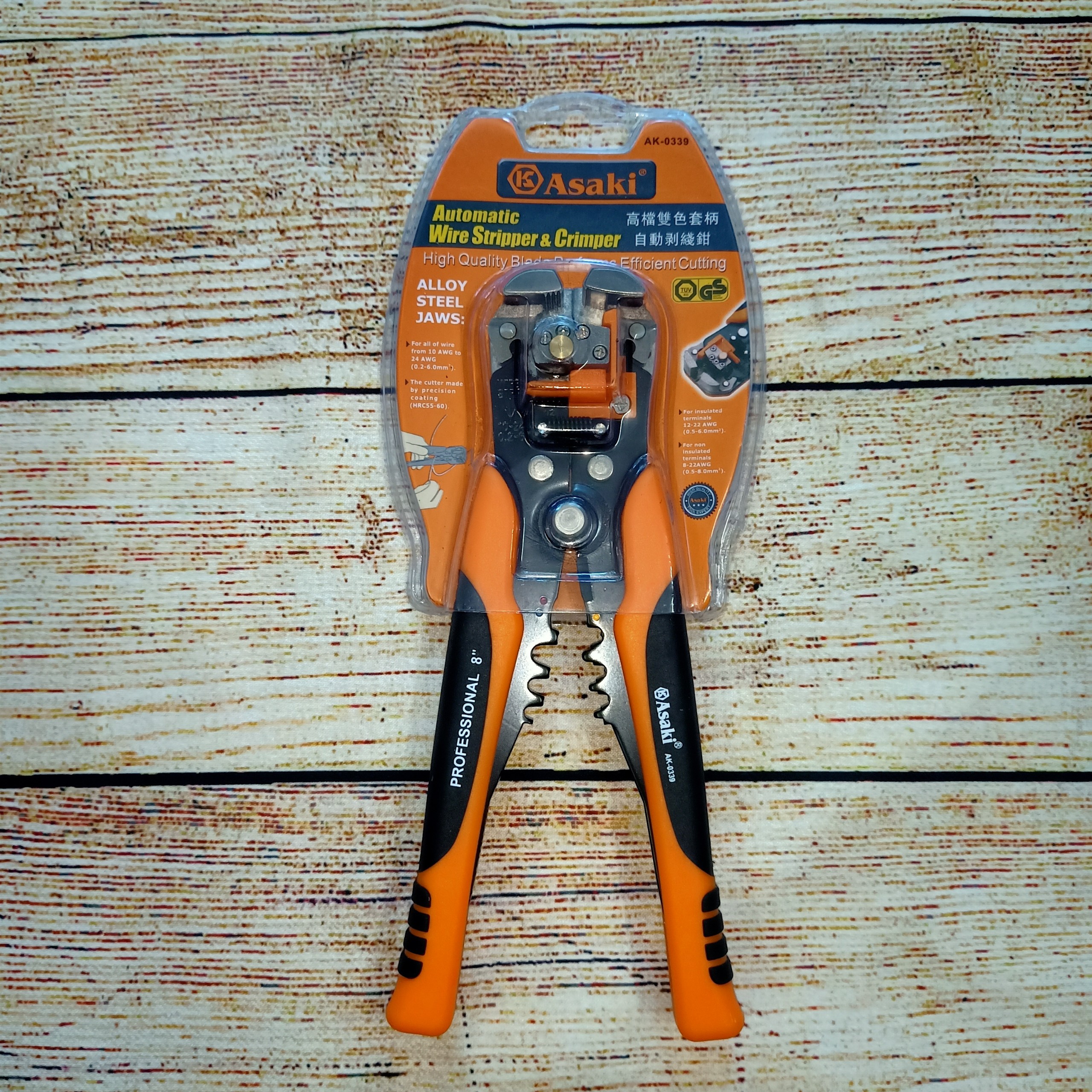 Kìm tuốt dây điện, bấm cos đa năng, tự động Asaki AK-0339