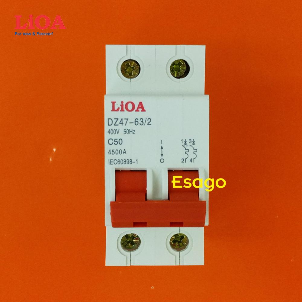 [HCM][50A] Cầu dao tự động APTOMAT chống quá tải và ngắn mạch LiOA 2 cực 50A