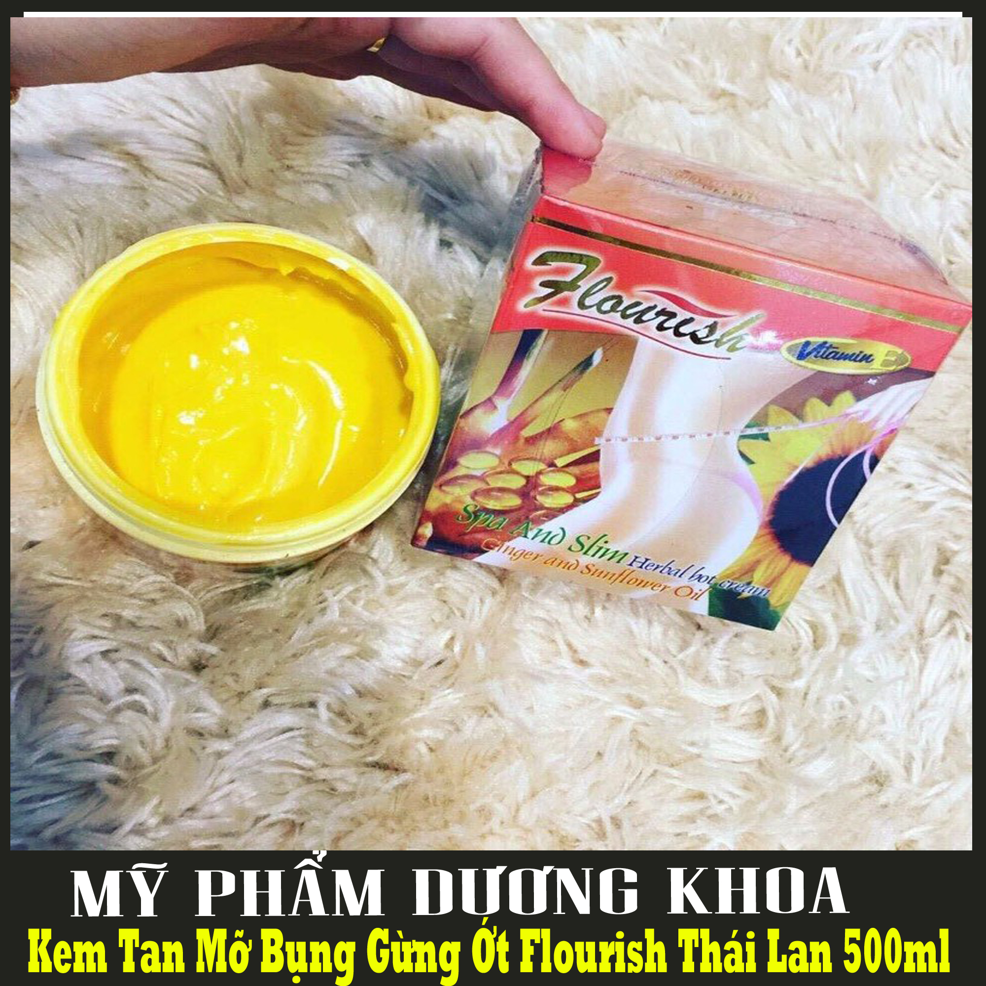 Kem Tan Mỡ Bụng Gừng Ớt Flourish Thái Lan 500ml - Kem tan mỡ bụng gừng ớt Flourish Thái Lan làm tan các vùng mỡ thừa bụng, đùi, eo, tay, chân theo cơ chế đánh tan mô mỡ