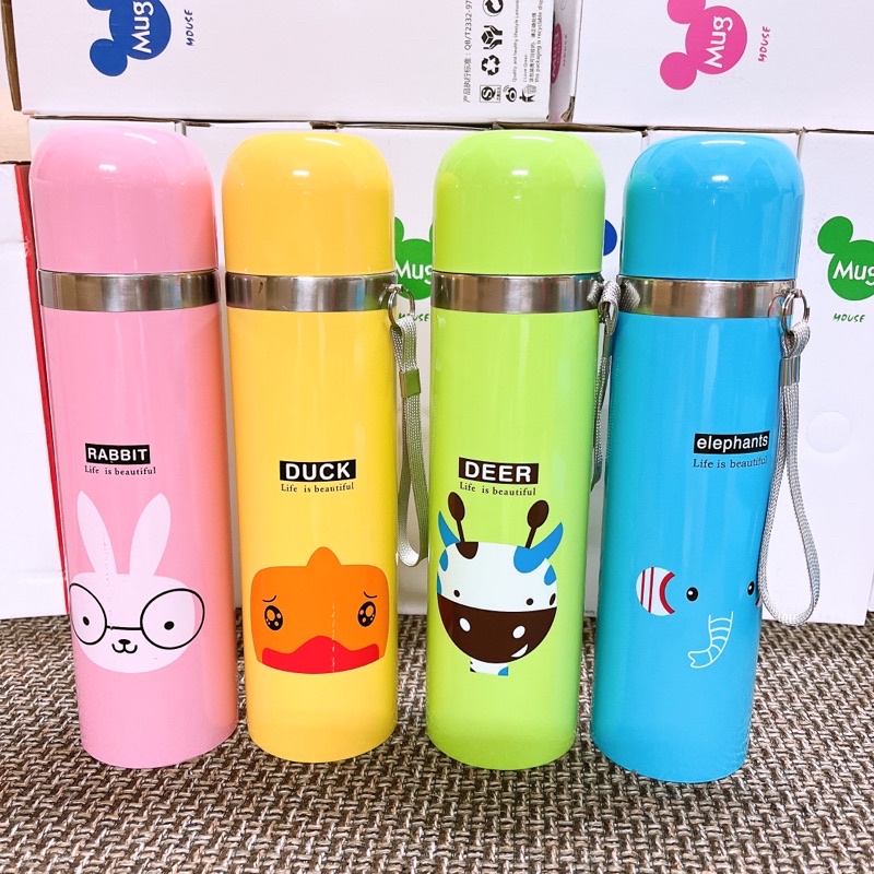 Bình Giữ Nhiệt Inox 304 Hoạ Tiết Dễ Thương Dung Tích 500ml