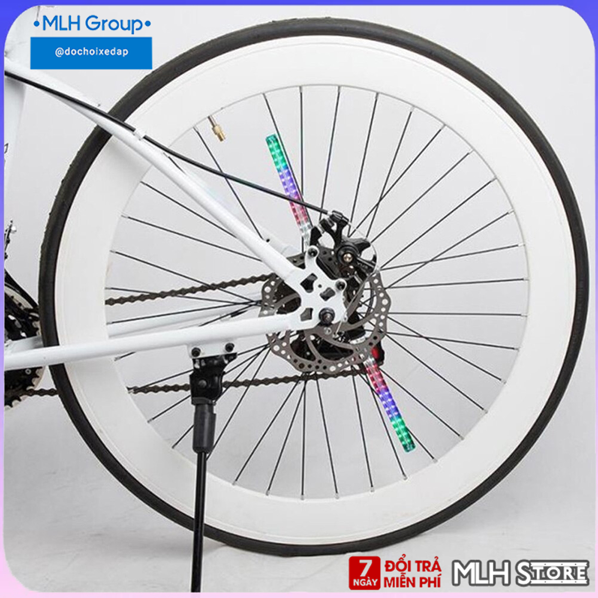 Bộ đèn trang trí bánh xe đạp 64 bóng led 30 hình sáng gắn trục chuyển đổi tự động sạc điện usb chống nước MLH