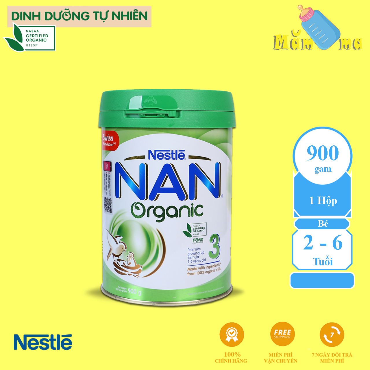 Sữa Bột NAN Organic số 3 cho trẻ từ 2 - 6 tuổi