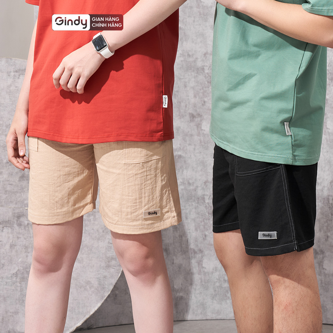 Quần đũi nam nữ quần short đùi trơn unisex mát nhẹ thấm hút mồ hôi quần sooc basic cạp chun unisex thời trang xuân hè 2022 GINDY Q023