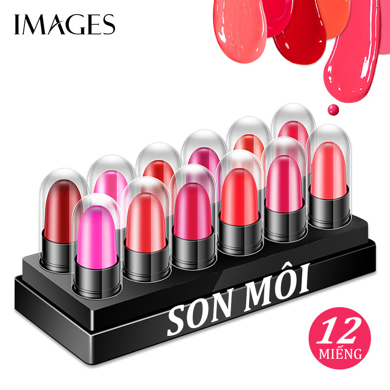 [HCM]【Urbeauty Mall】Một bộ (12) bộ son môi Son môi dưỡng ẩm lâu không dễ dàng để cởi bỏ son môi Son bóng làm đẹp trang điểm