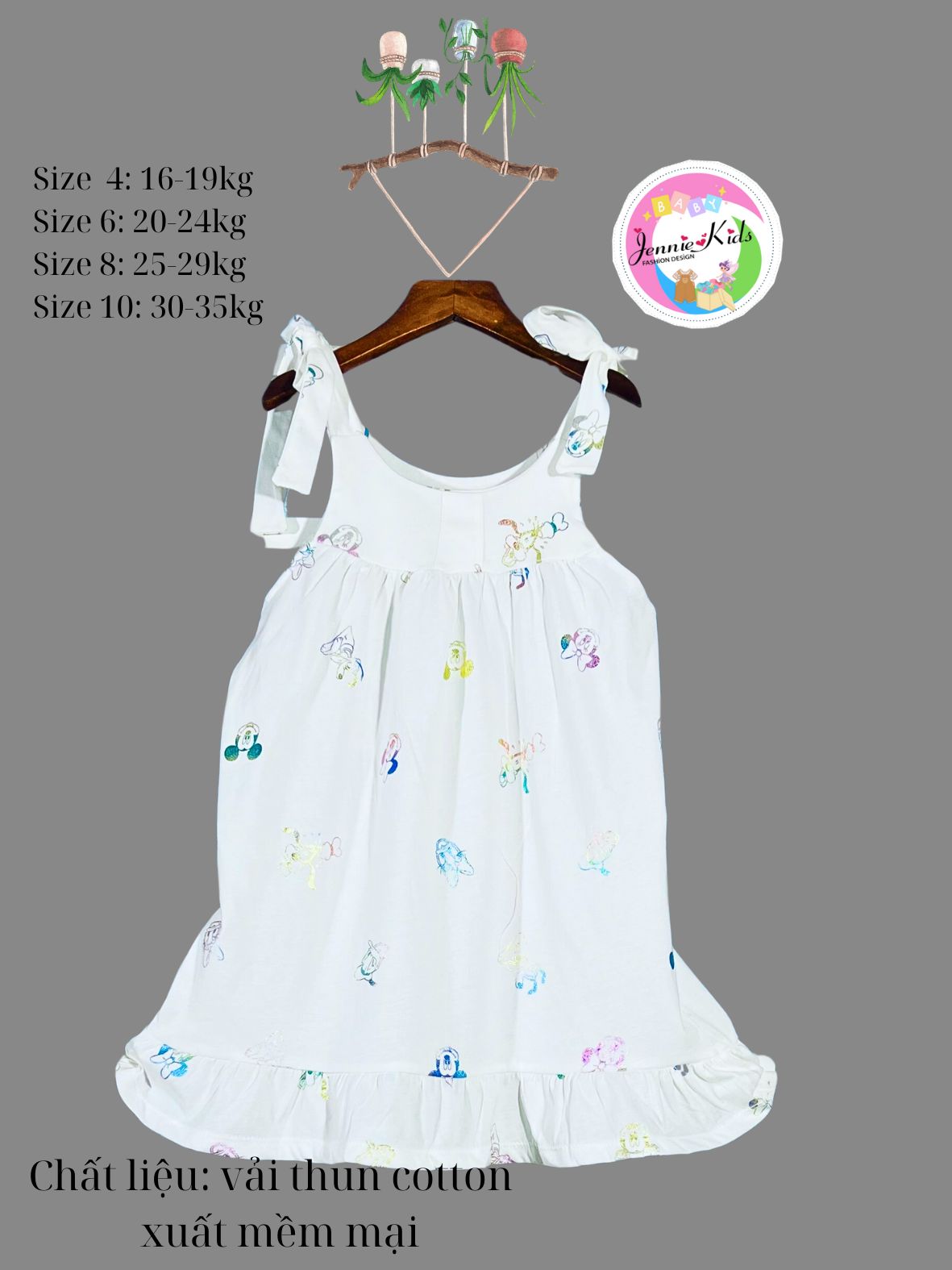 Váy bé gái cotton nơ siêu cute 10-26kg J144