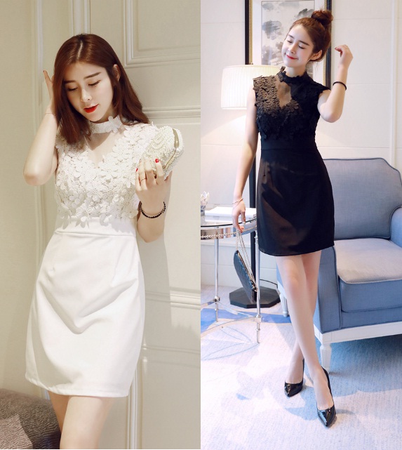 Đầm ôm body dự tiệc phối ren hoa mai nt6093