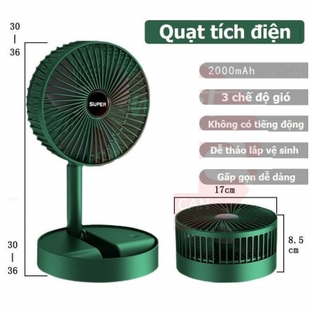 Quạt tích điện mini 3 chế độ để bàn cao cấp super fs-21 để bàn mẫu mới 2021 quạt để bàn sạc tích điện super fan quạt sạc điện để bàn super fs-21 để bàn