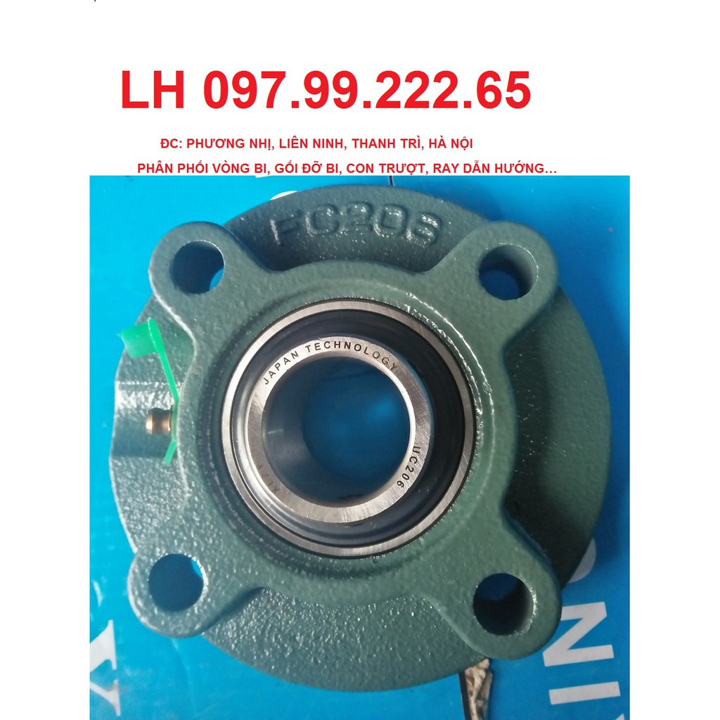 Gối đỡ vòng bi ucfc 205 lắp trục 25mm. gối đỡ bi hình tròn có 4 lỗ bắt ốc