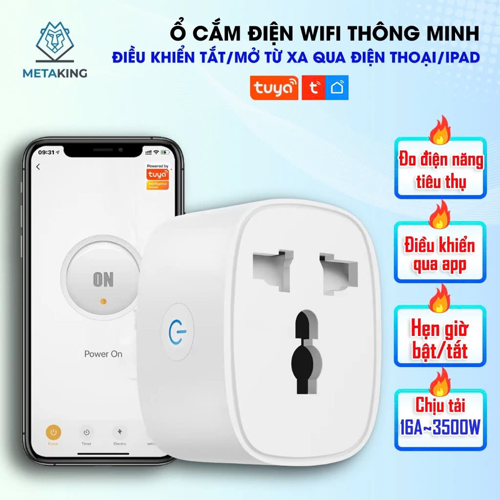 Tuya Wifi Smart Socket - 16A- Us/Eu/Uk Universal Plug -With Power Monitoring - for Google Home