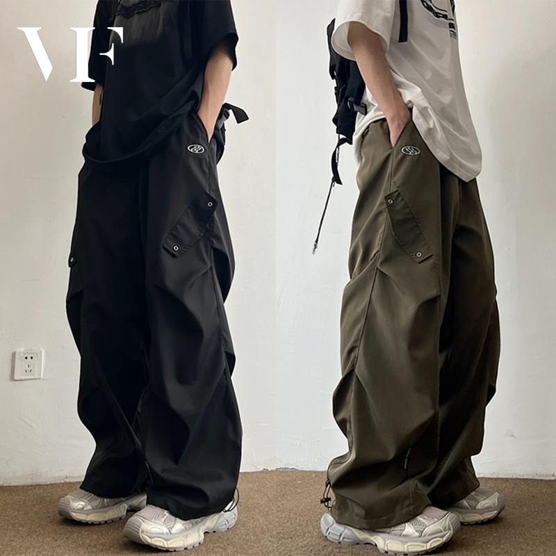 VFASION Quần Túi Hộp Nam   big size quần ống rộng màu trơn  quần cargo  Thời Trang Hiphop Unisex Phối Nhiều Túi Phong Cách Hàn Quốc big size