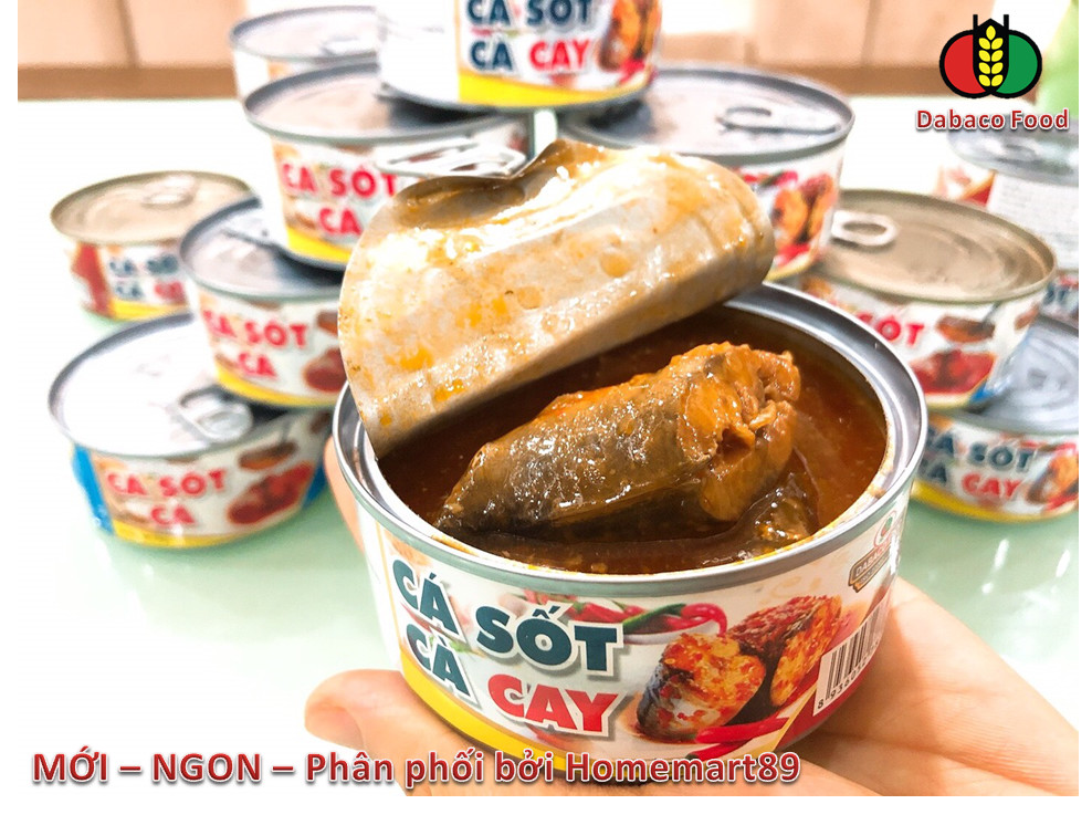 [Cá đóng hộp] Cá sốt cà cay mẫu mới ngon - tiện lợi cho bữa ăn hàng ngày - thực phẩm Dabaco Food. Hộp thiếc nắp giật 170gr