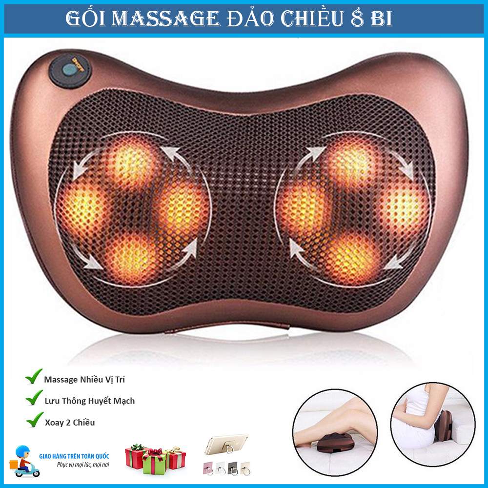 Gối Massage Tự Động Đảo Chiều,Máy Massage Hồng Ngoại,Thiết Kế Gọn Nhẹ,Massage Toàn Cơ Thể,chống đau nhức cơ thể,tặng kèm móc dán điện thoại.