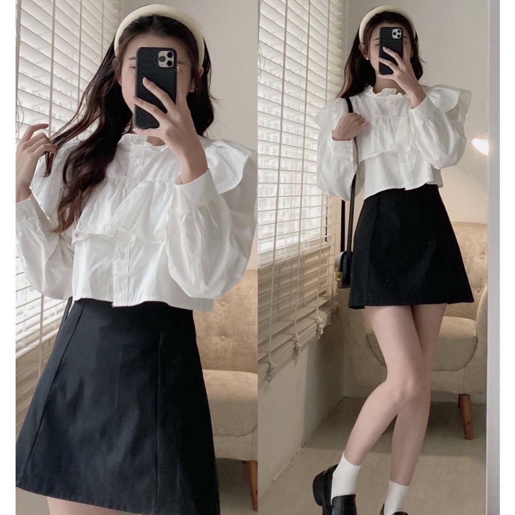 Áo sơ mi trắng fom trơn bassic dài tay lụa hàn mát mịn phong cách ulzzang hàn quốc