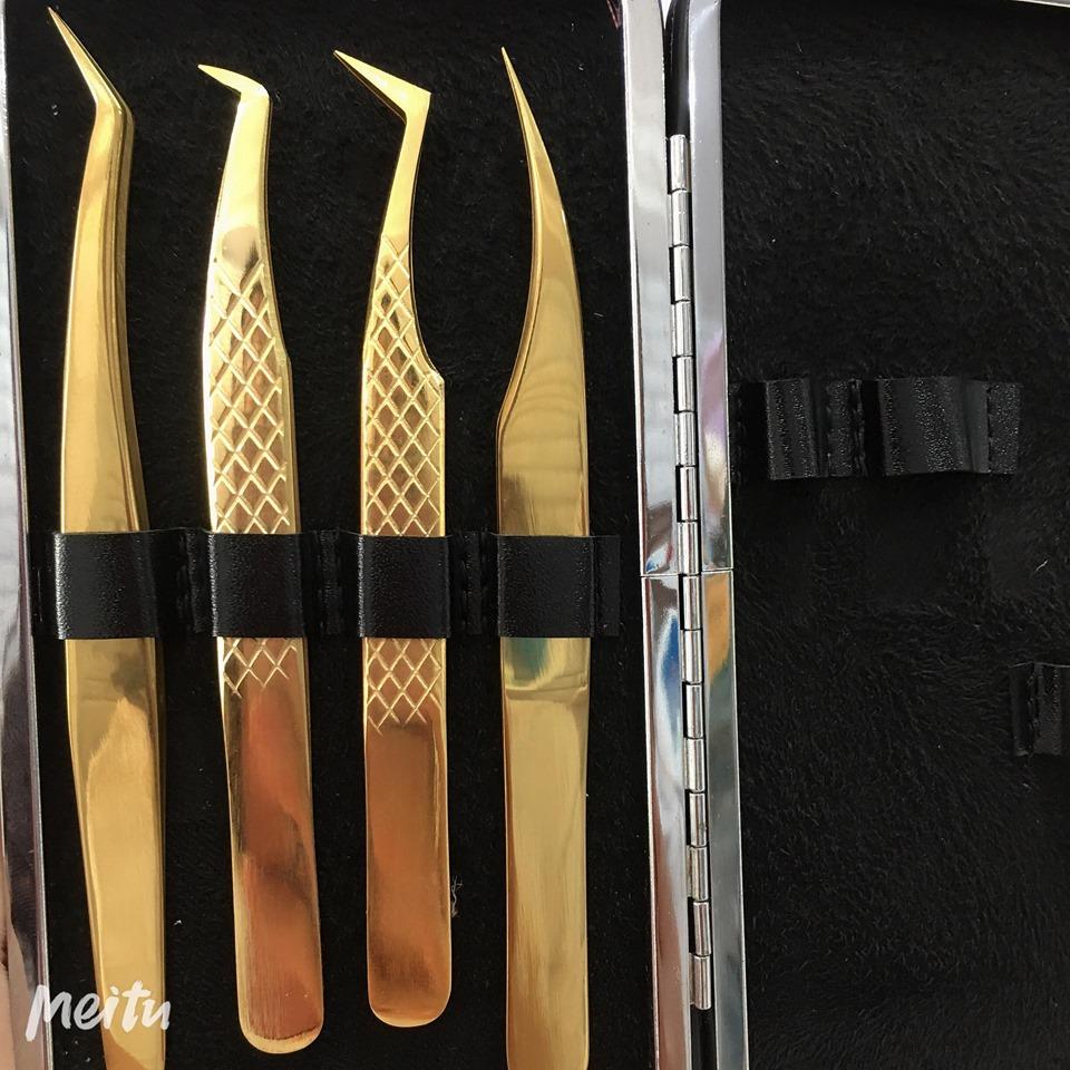 Bộ nhíp nối mi 4 chiếc mạ vàng
