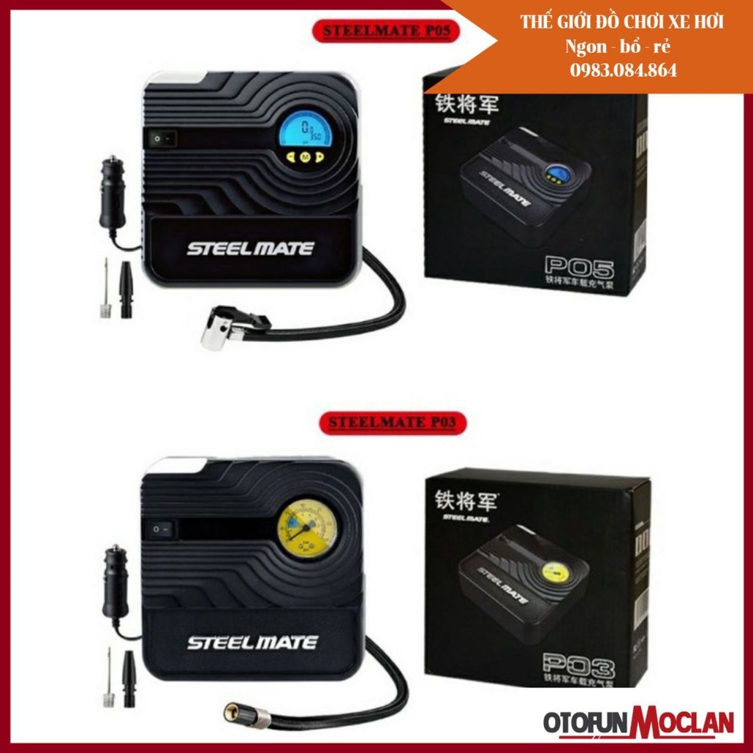 (hàng mới về) Bơm Lốp Ô Tô STEEL MATE Chính Hãng  P05 Bảo Hành 12 tháng