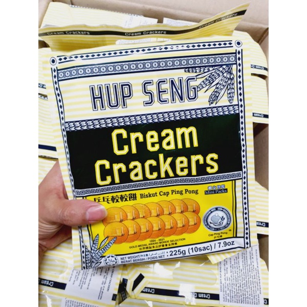 Bánh Lạc Hup Seng Cream Crackers không đường 225g