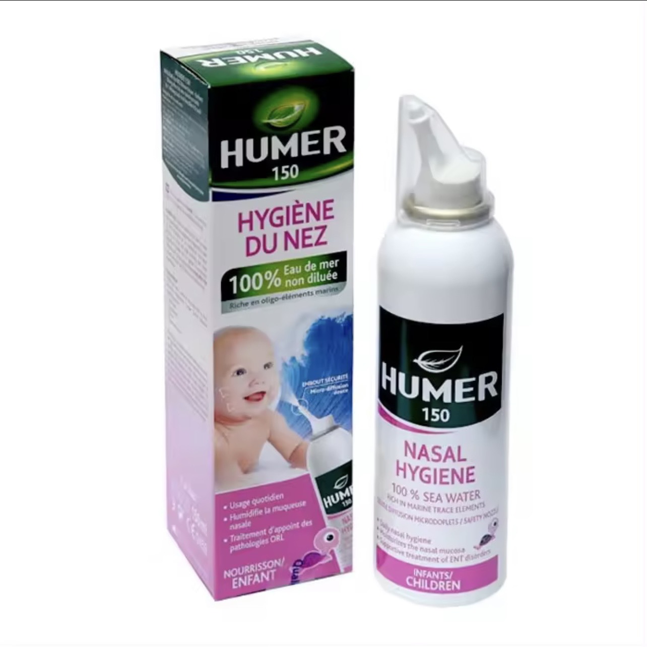 Humer 150 humer nose hygiene-bình xịt mũi nước muối đẳng trương phun sương giảm sổ mũi cho trẻ