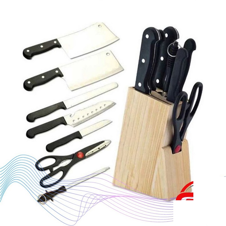 Bộ dao kéo hợp kim Inox 7 món đa năng + Tặng kèm hộp khay gỗ