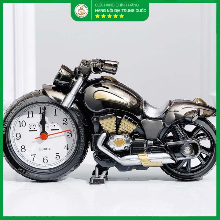 Đồng hồ để bàn kiểu cổ điển hình xe moto phân khối lớn