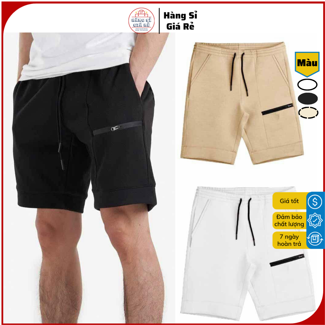 ❤️ giá sỉ ❤️ quần short unisex nam chất boly có khóa túi phối sọc