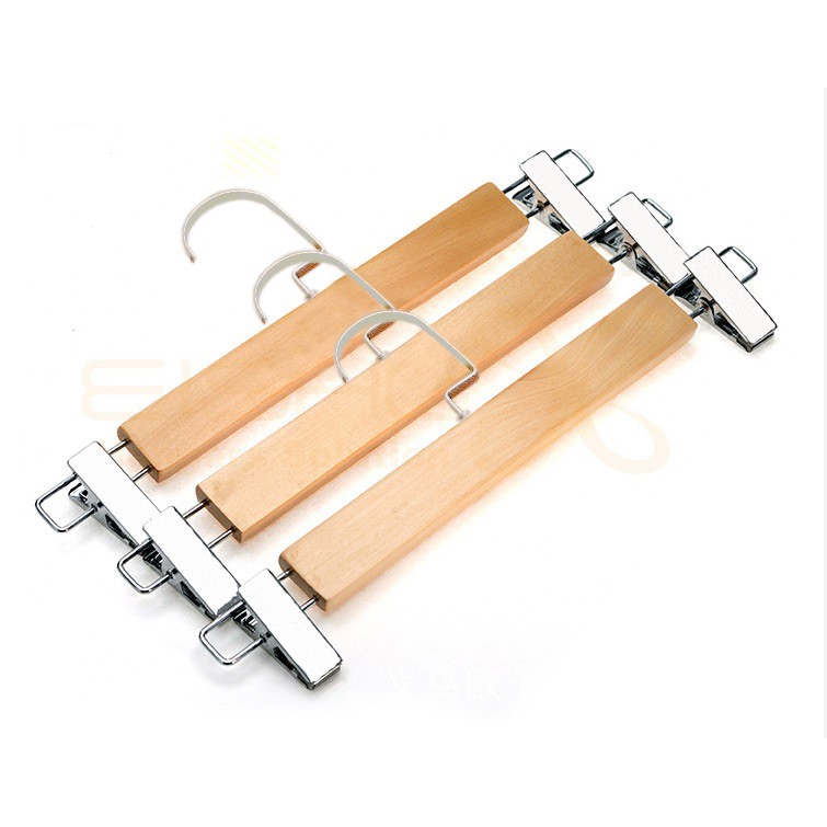 Combo 10 kẹp quần gỗ vàng inox - mắc kẹp quần người lớn - phụ kiện shop thời trang