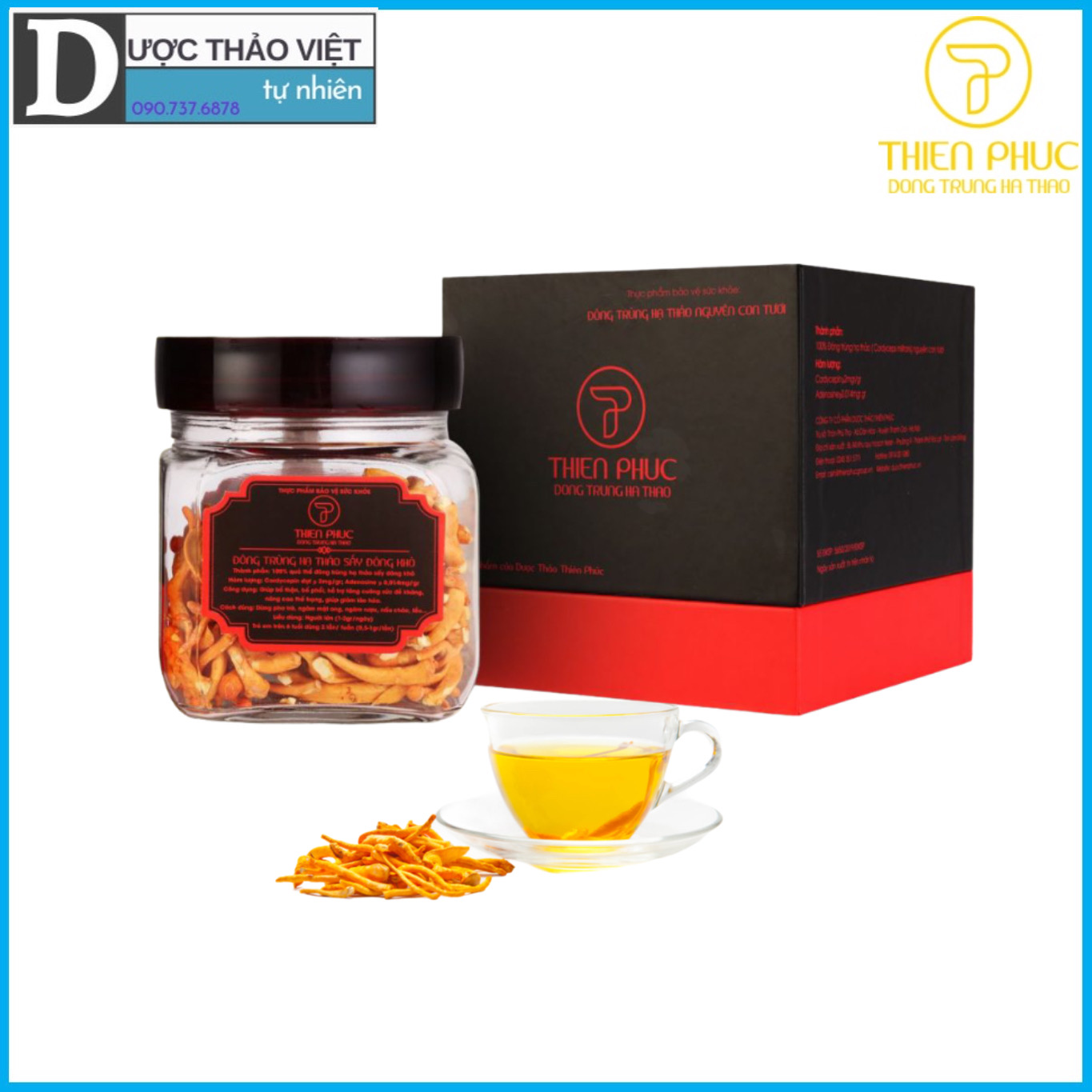 Hộp Đông Trùng Hạ Thảo Thiên Phúc Cao cấp Hộp Đỏ sấy khô (30g/hộp).