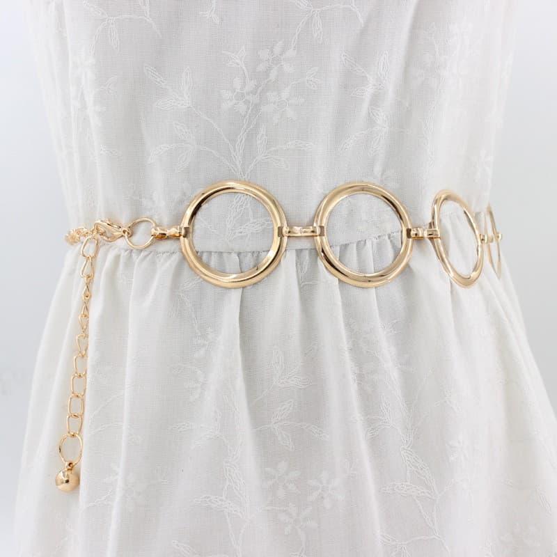 Thắt Lưng Kim Loại Họa Tiết Khoen Tròn Vintage