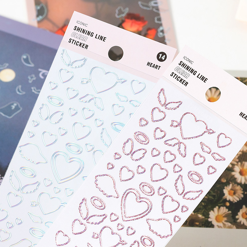 Stickers - tờ nhãn dán shining line clear iconic nhựa pvc