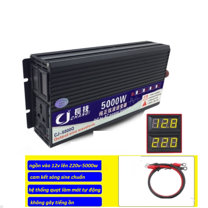 Bộ đổi nguồn điện sóng sine chuẩn 12v lên 220v-5000w