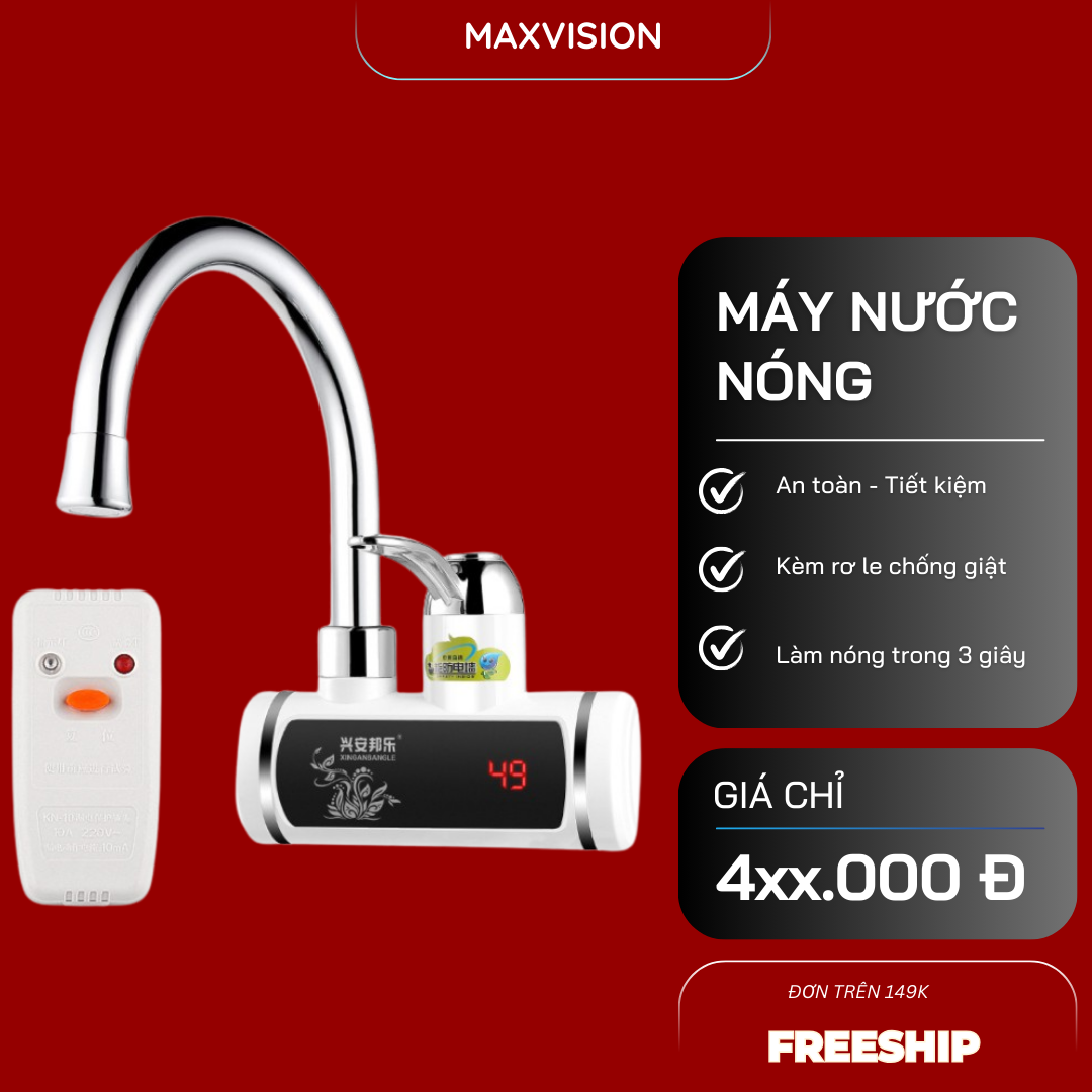  Máy nước nóng lạnh lắp đặt tại vòi làm nóng nhanh trong 3s dễ dàng lắp đặt có đèn  led hiển thị  nhiệt độ 