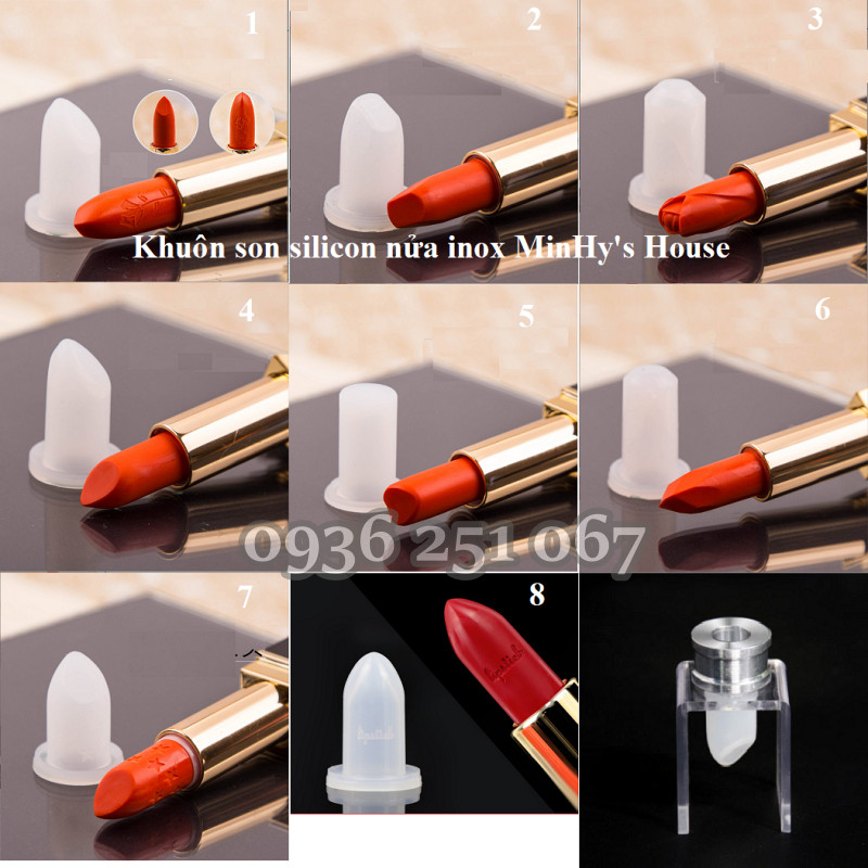 Khuôn son sáp đầu GIỌT NƯỚC (GN) _ nửa inox khắc nhiều kiểu dáng xịn sò, silicon Nhật trong veo  _ nguyên liệu làm son handmade.