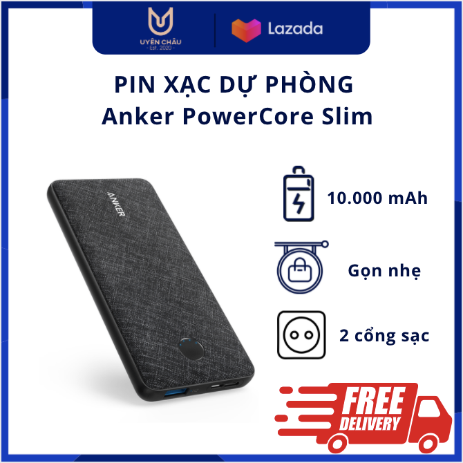 Pin sạc dự phòng a.nker powercore slim 10000mah