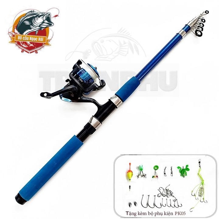 Bộ cần câu rút victory 2m1 + máy yf200 + phụ kiện + nhái giả +lăng xê
