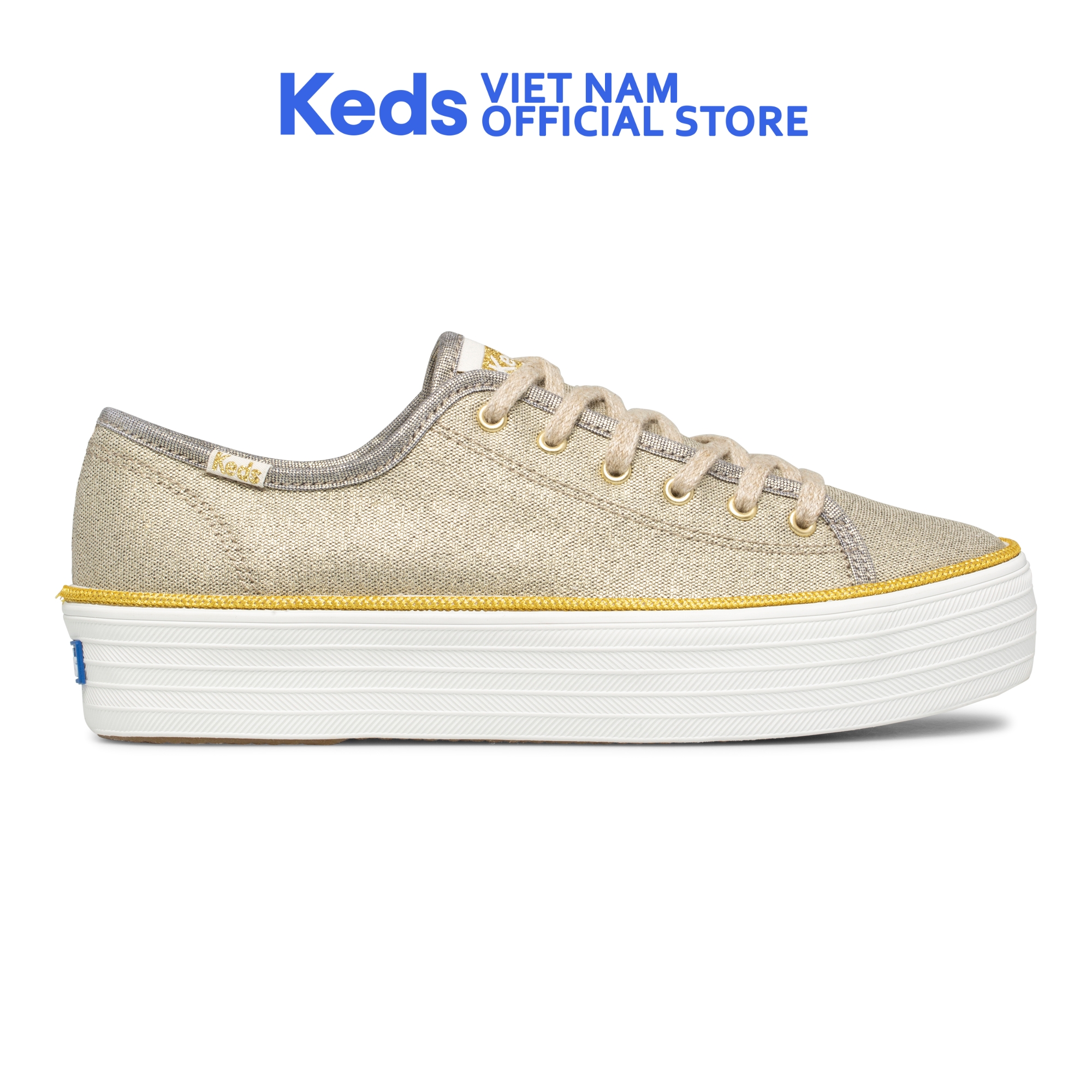 Giày keds nữ- triple kick metallic gold canvas- kd065993